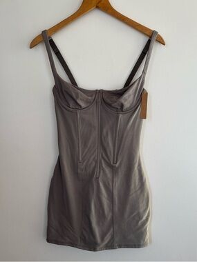 SKIMS Cotton Corset Dress - Charcoal
